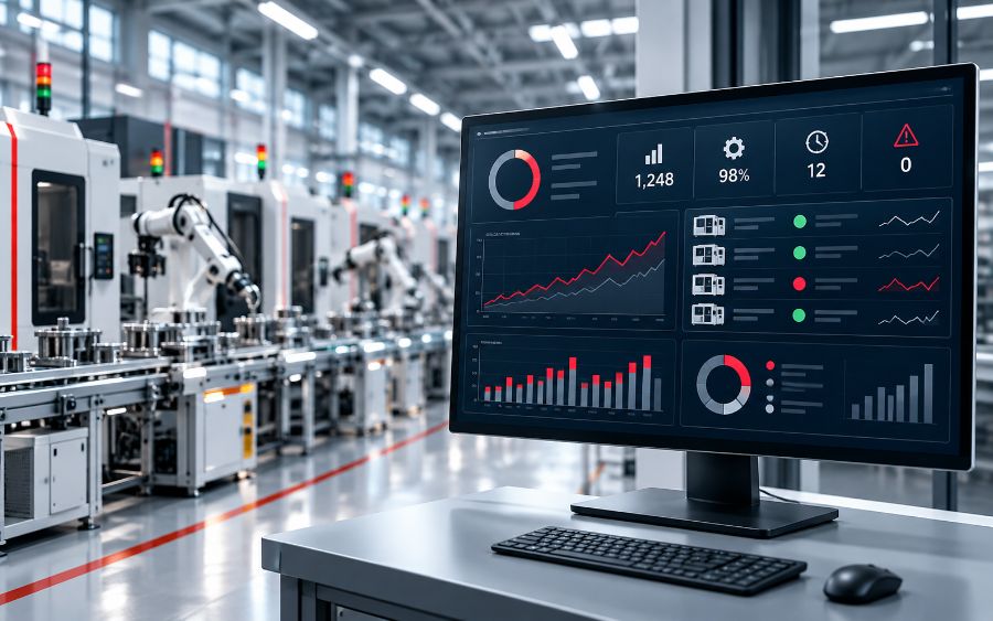 Production monitoring dashboard with live KPIs